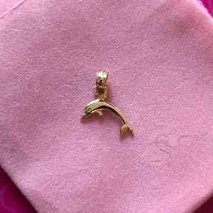 Tiny Solid 14k Yellow Gold Dolphin Charm